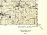 1903 Topo Map of Flushing Ohio Piedmont Reservoir