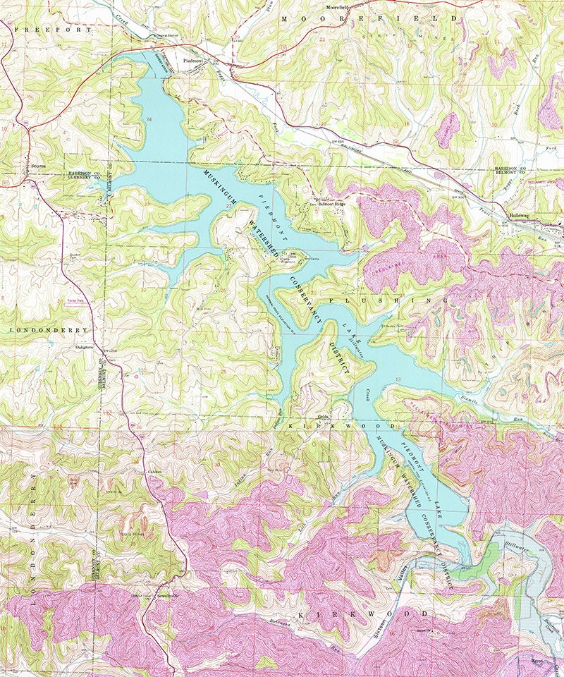 1992 Map of Piedmont Lake Ohio