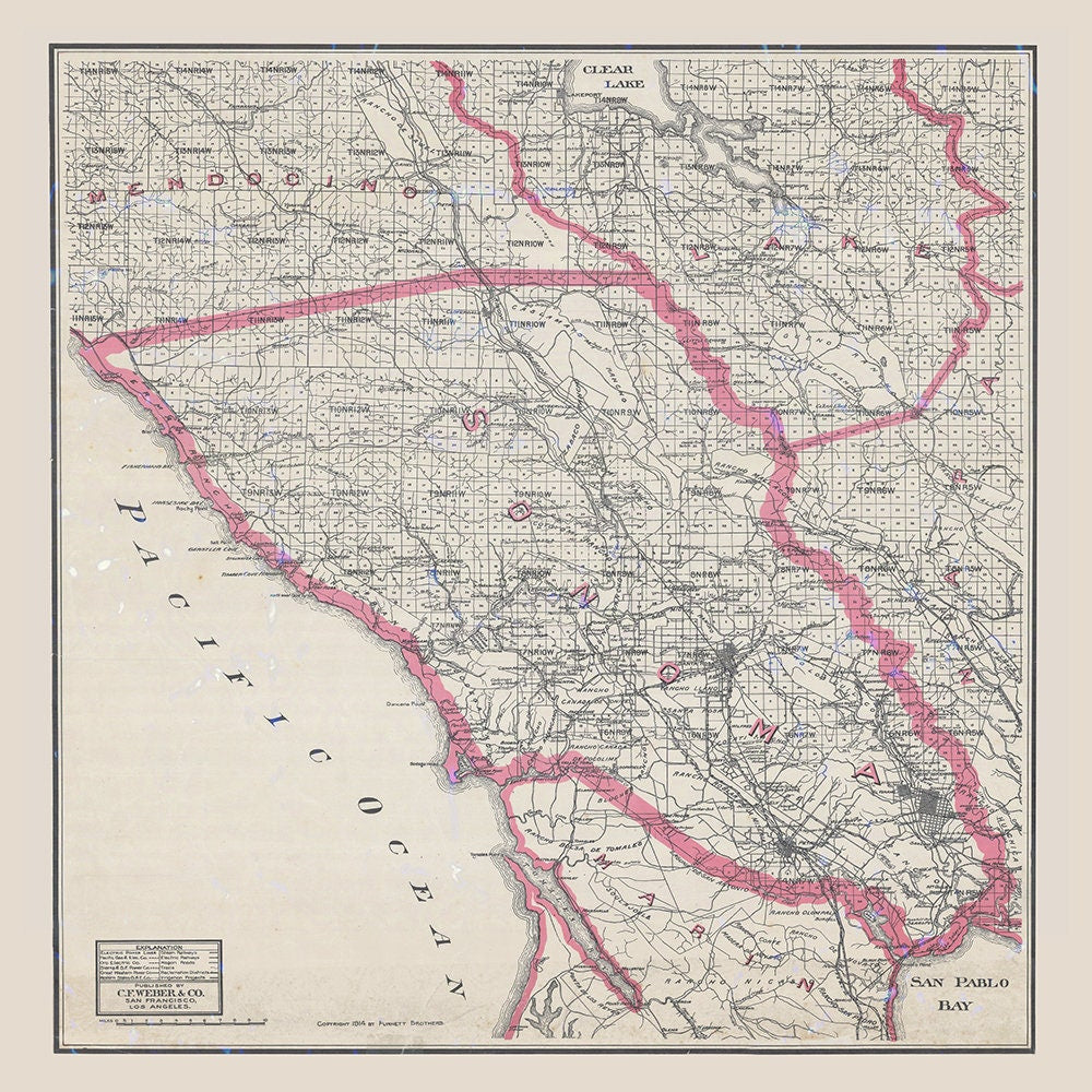 1914 Map of Sonoma County California