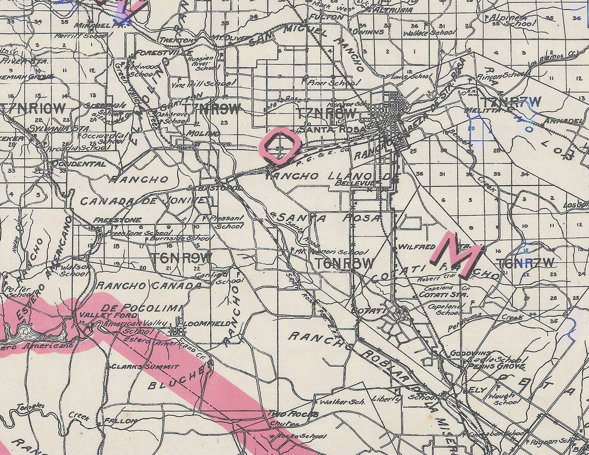 1914 Map of Sonoma County California