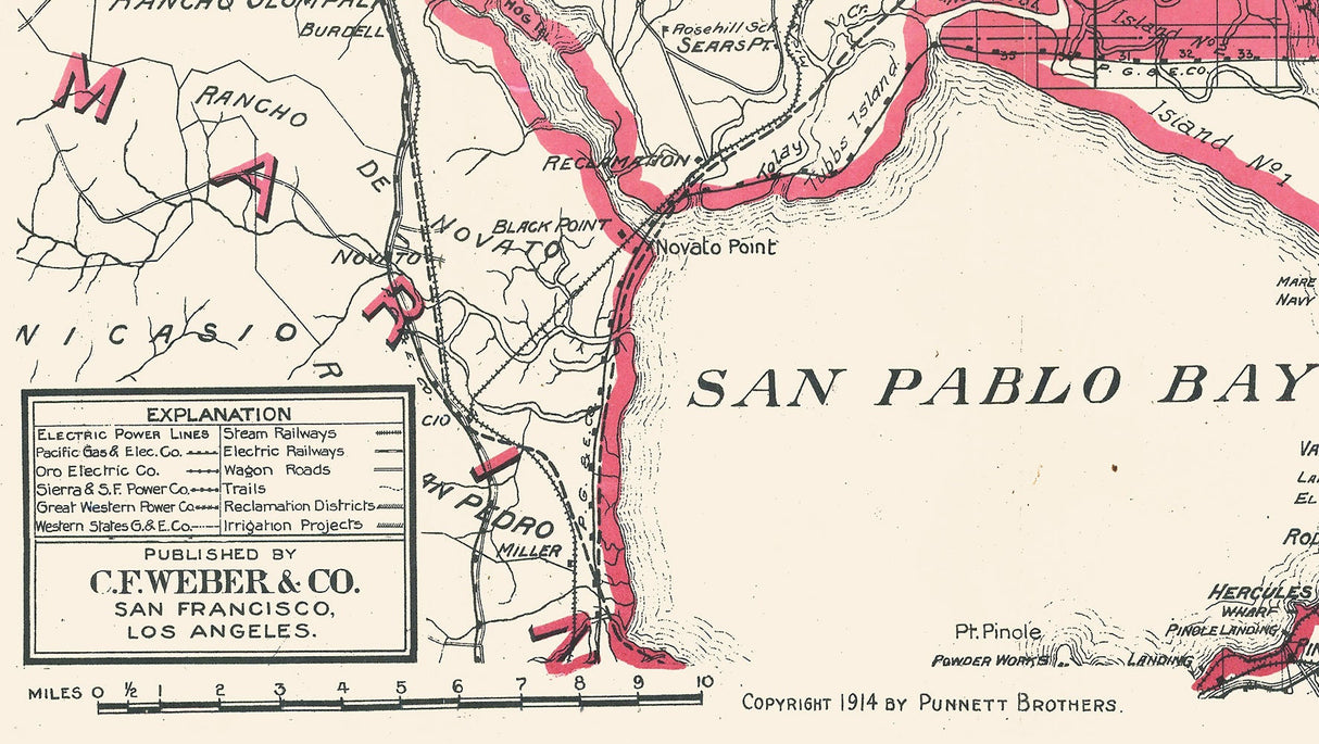 1914 Map of Napa County California