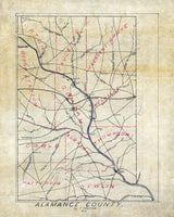 1879 Map of Alamance County North Carolina