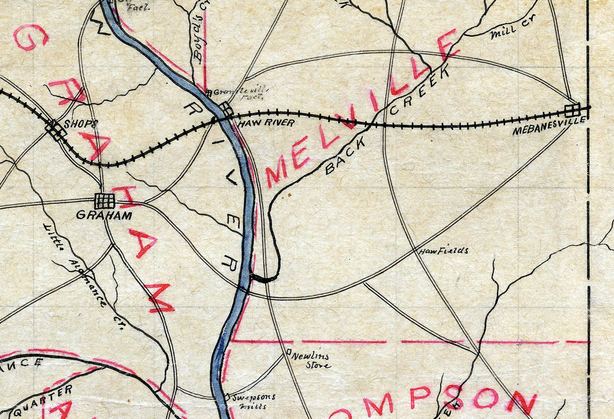 1879 Map of Alamance County North Carolina