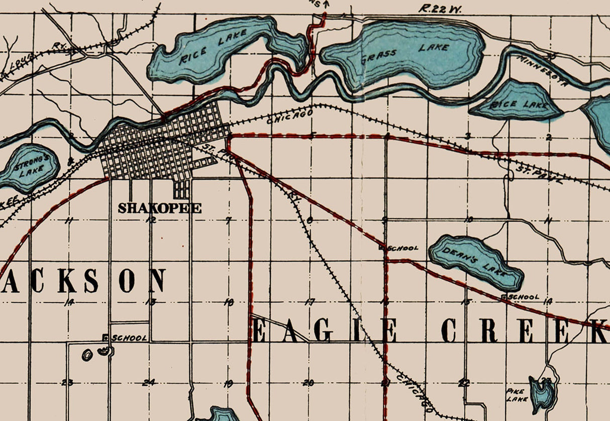 1912 Map of Scott County Minnesota