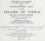 1929 Map of The Island of Niihau Kauai County Hawaii