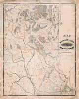 1852 Map of the Mountain Lake Regions New Hampshire