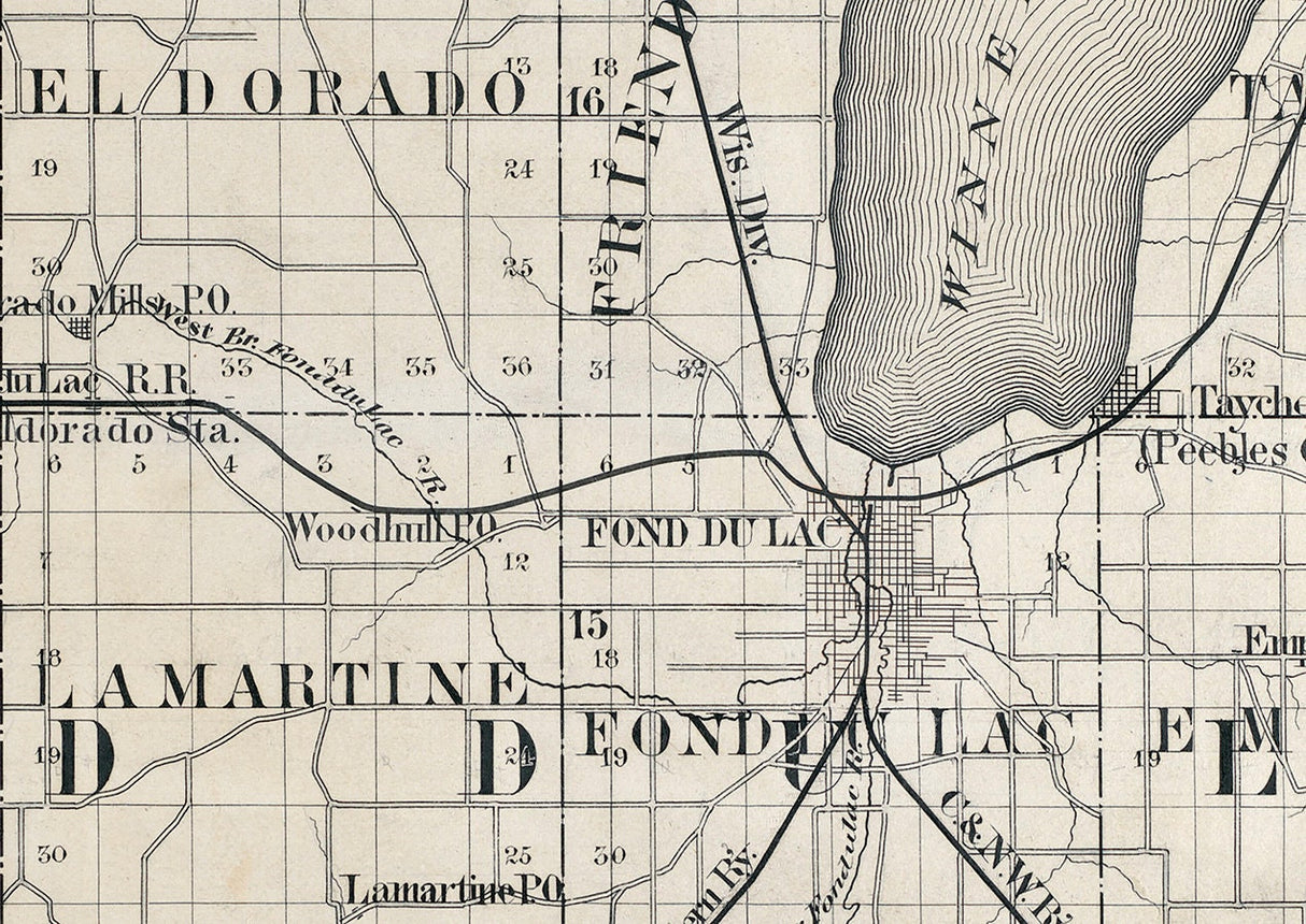 1880 Map of Fond du Lac County Wisconsin