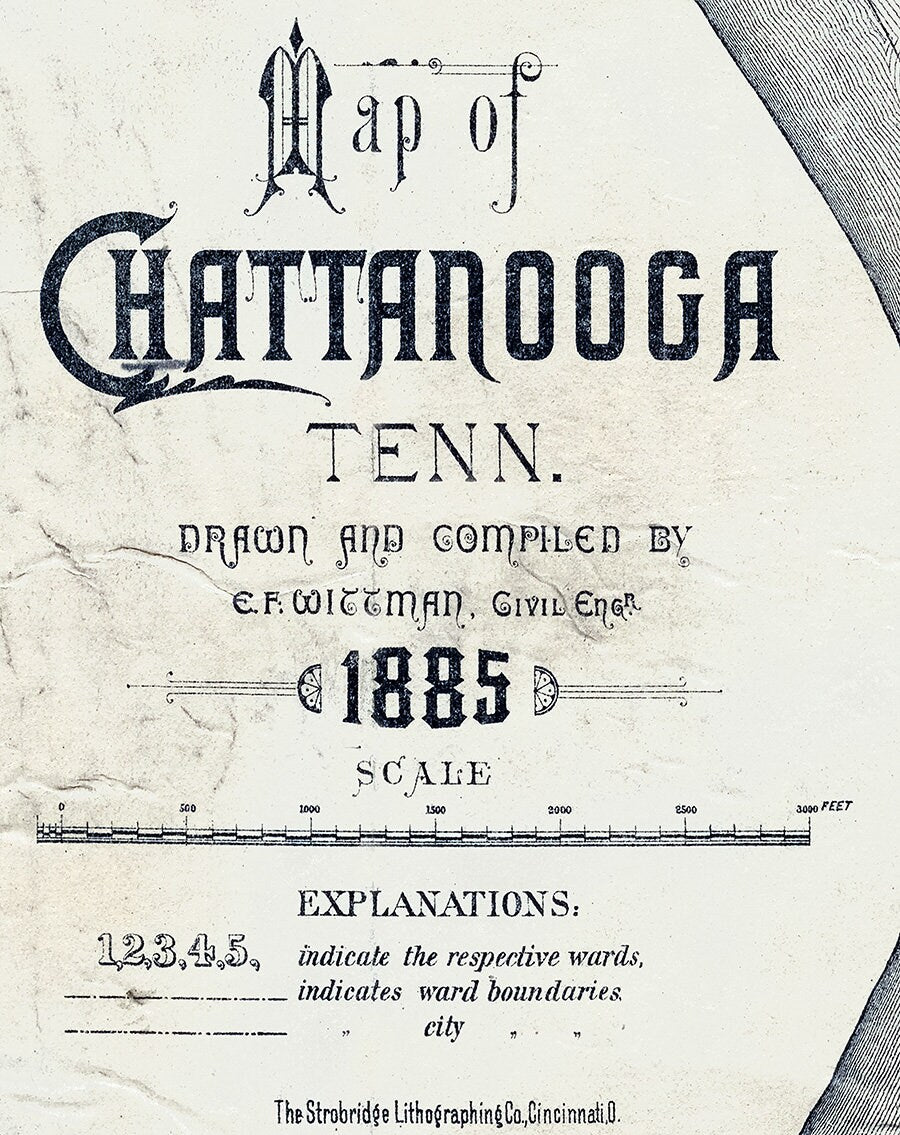 1885 Map of Chattanooga Tennessee