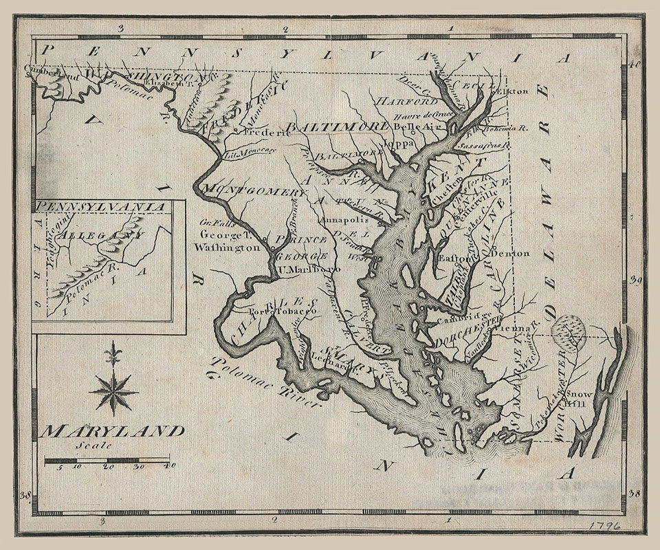 1796 Map of Maryland