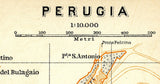 1910 Map of Perugia Italy by Baedeker