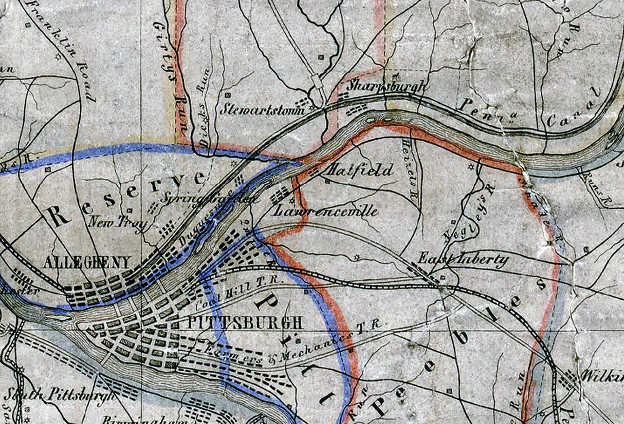 1850 Map of Allegheny County Pennsylvania