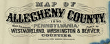 1890 Map of Allegheny County Pennsylvania Custom Size