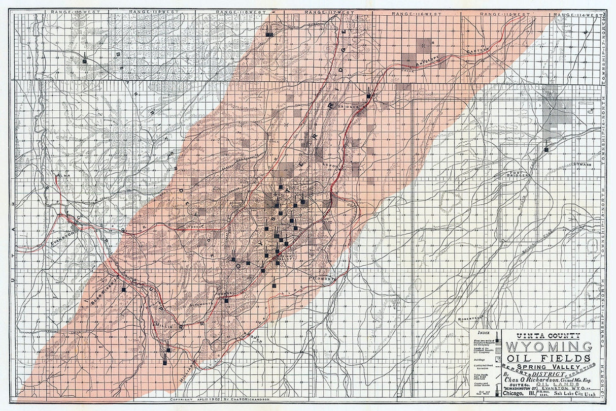 1903 Oil Field Map of Unita County Wyoming