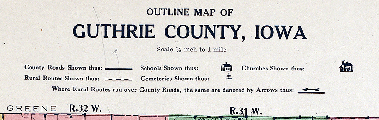 1917 Map of Guthrie County Iowa