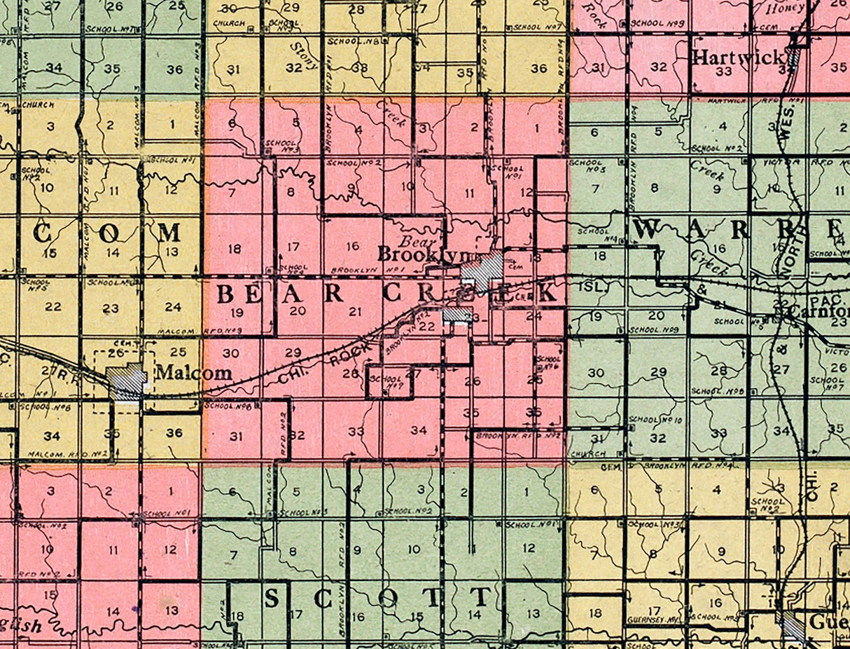 1914 Map of Poweshiek County Iowa