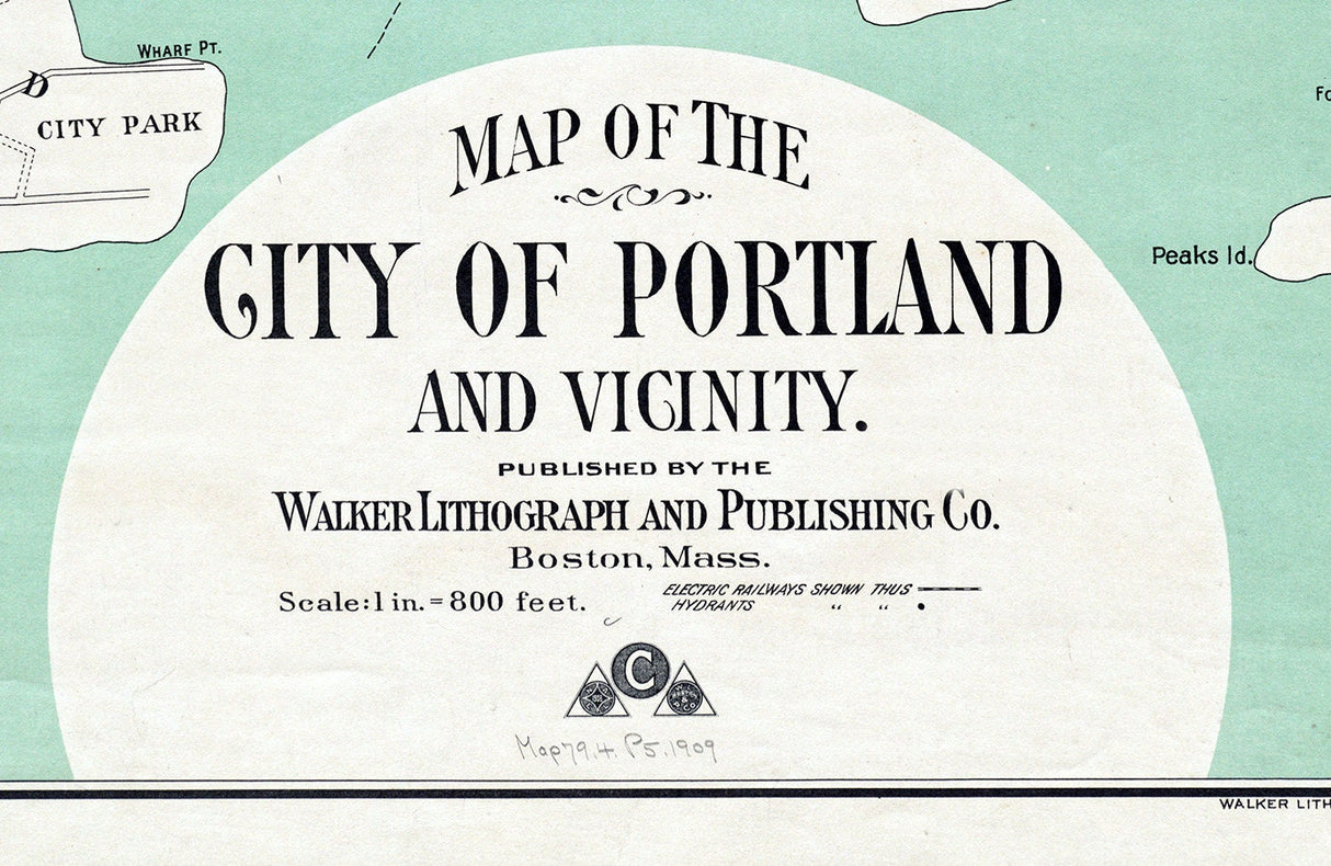 1906 Map of Portland Cumberland County Maine