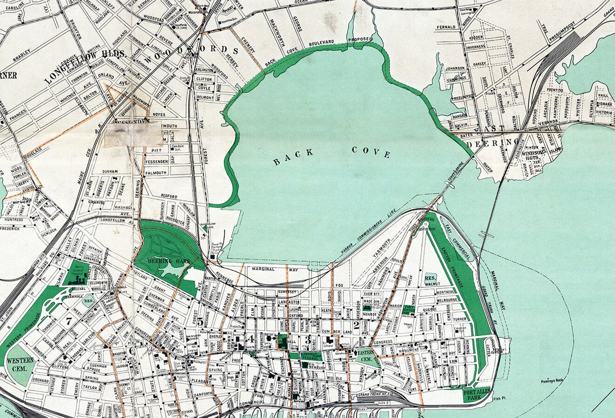 1906 Map of Portland Cumberland County Maine