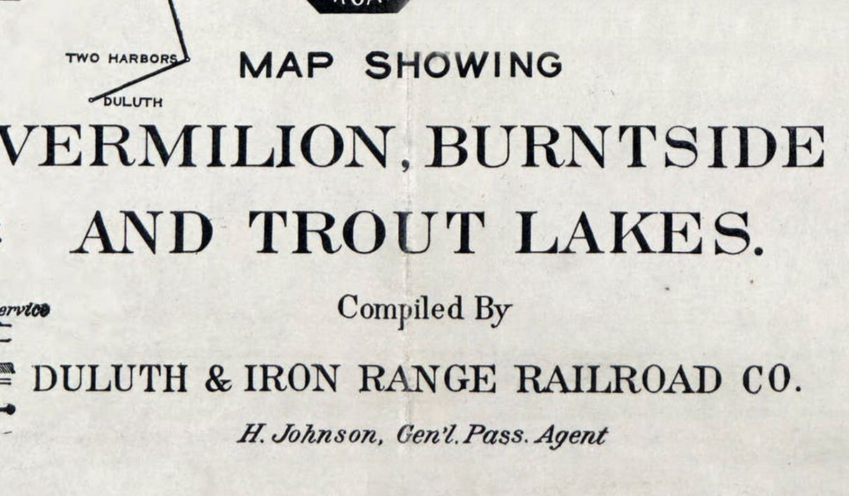 1920 Map of Vermilion Burntside and Trout Lake Minnesota