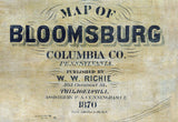 1870 Map of Bloomsburg Columbia County Pennsylvania