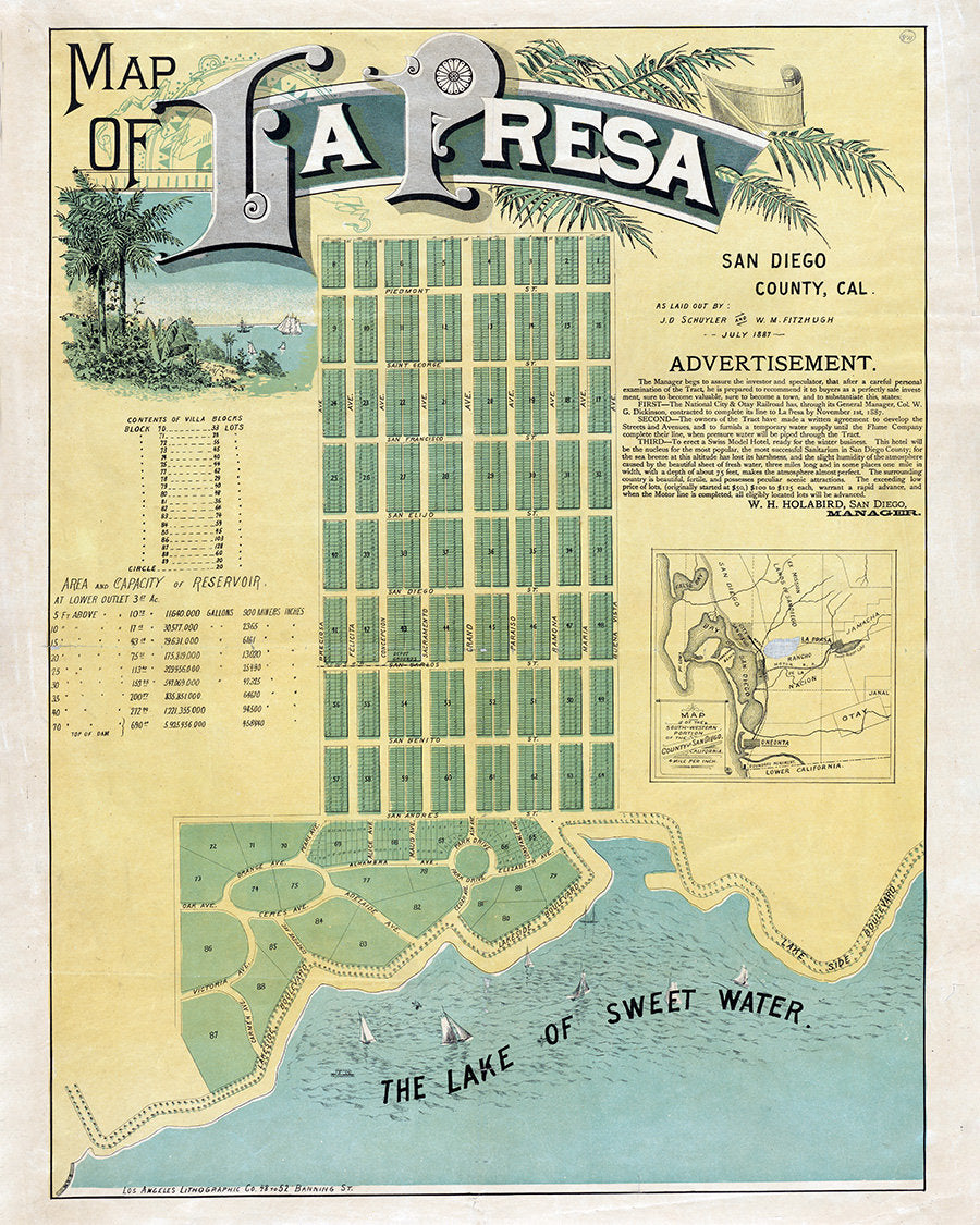 1887 Map of La Presa San Diego County California