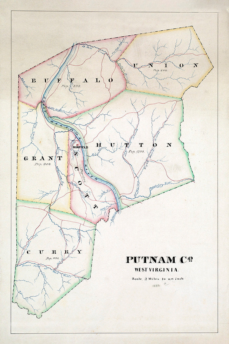 1889 Map of Putnam County West Virginia