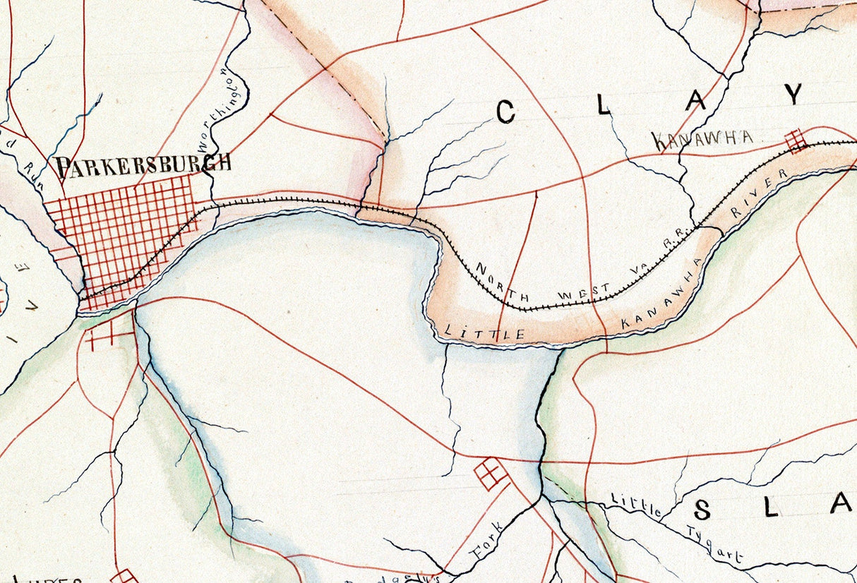 1889 Map of Woods County West Virginia