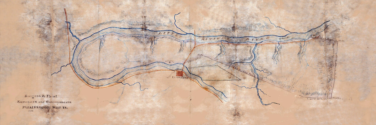 1870 Map of Parkersburg West Virginia