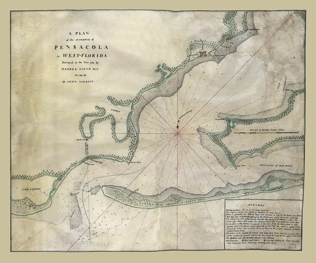 1764 Plan Map of the Pensacola Florida Harbour