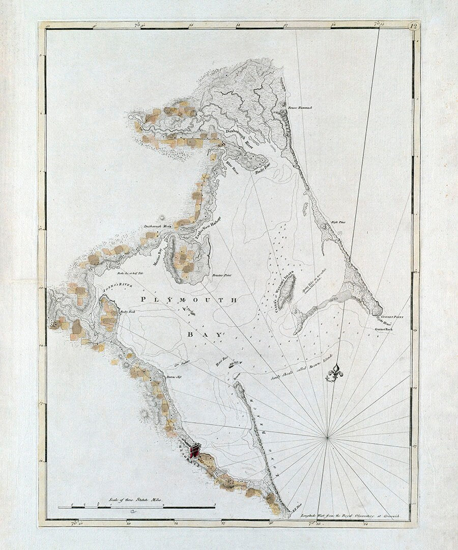 1770 Nautical Map of Plymouth Bay Massachusetts
