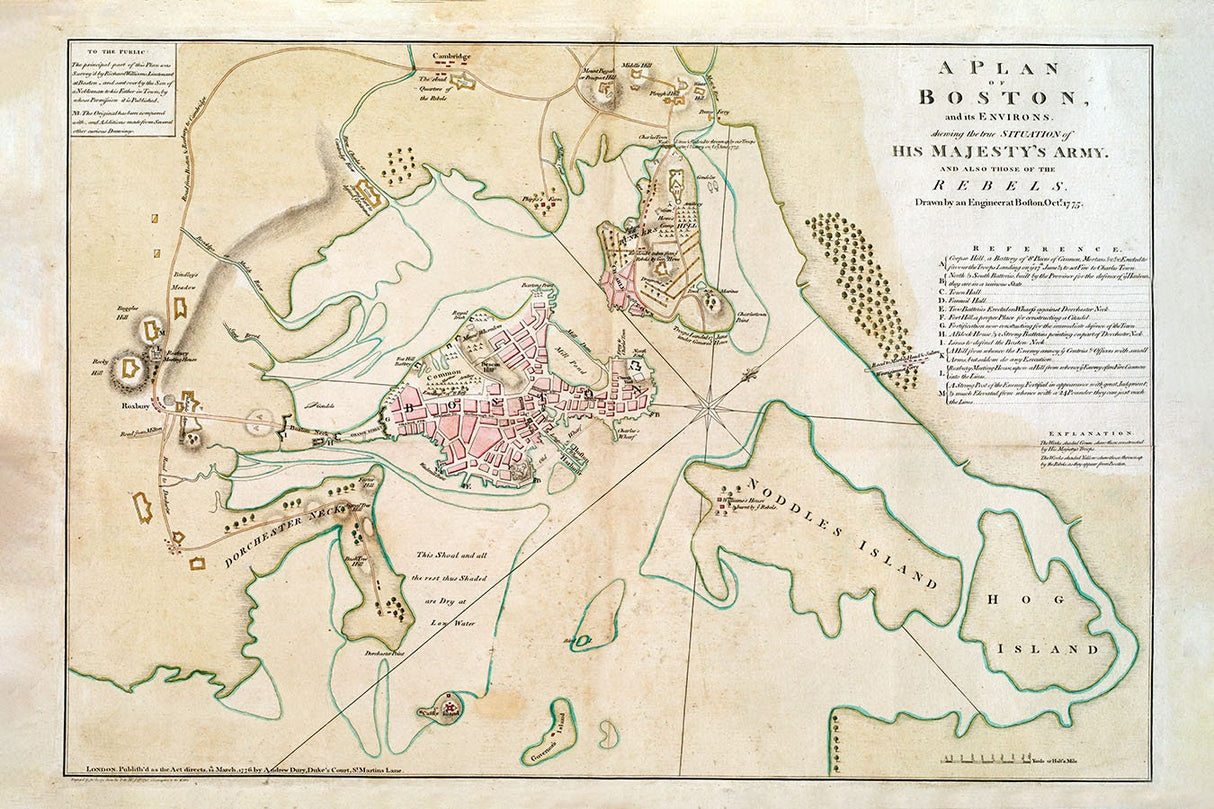 1776 Map of Boston Massachusetts