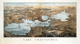 1885 Panoramic Map of Lake Chautauqua New York