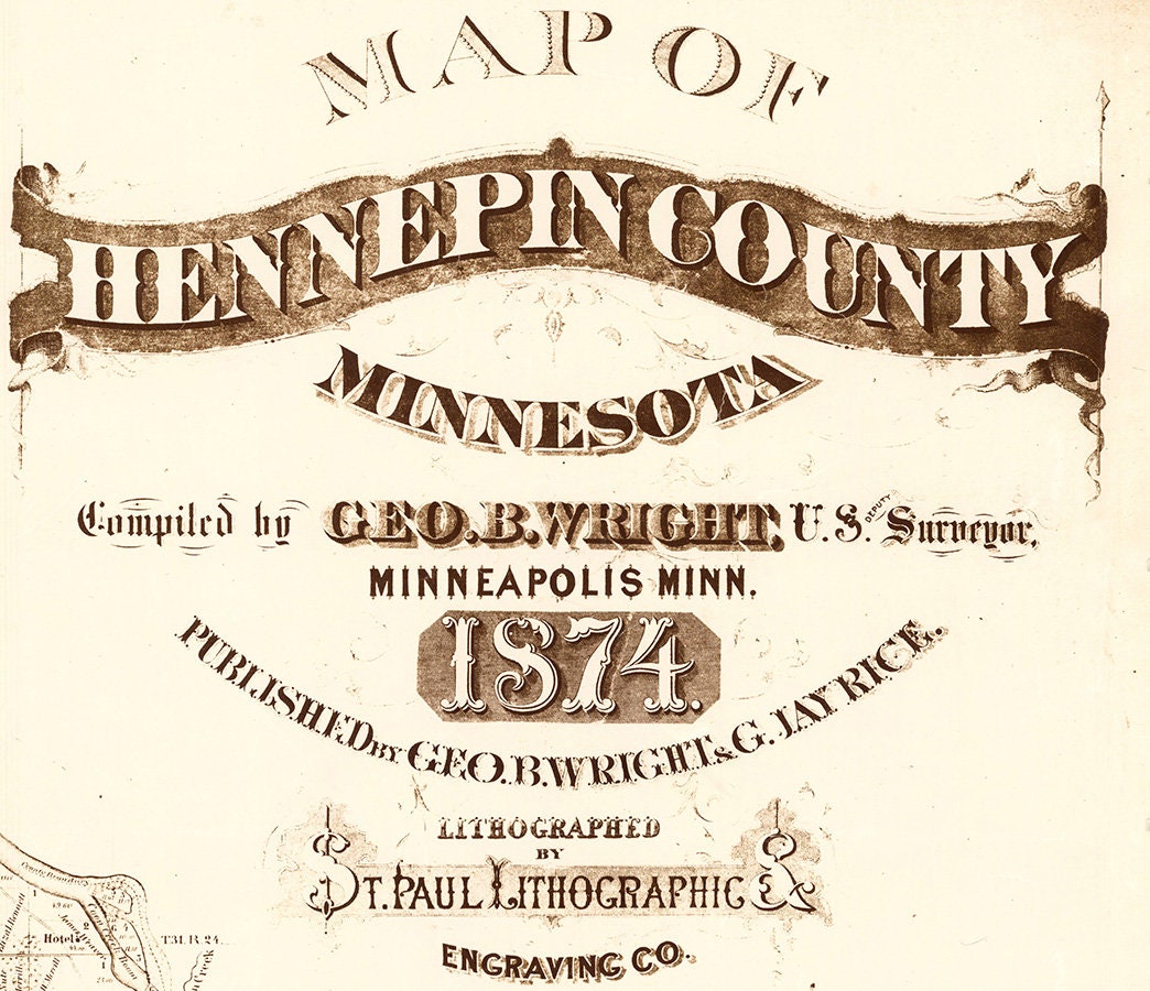 1874 Map of Hennepin County Minnesota