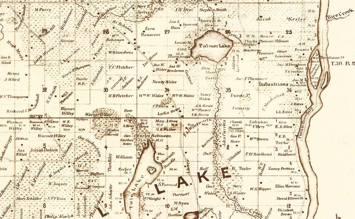 1874 Map of Hennepin County Minnesota