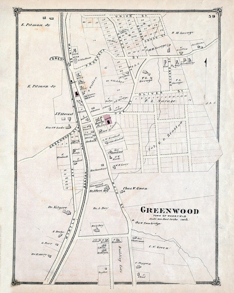 1874 Map of Greenwood Middlesex County Massachusetts