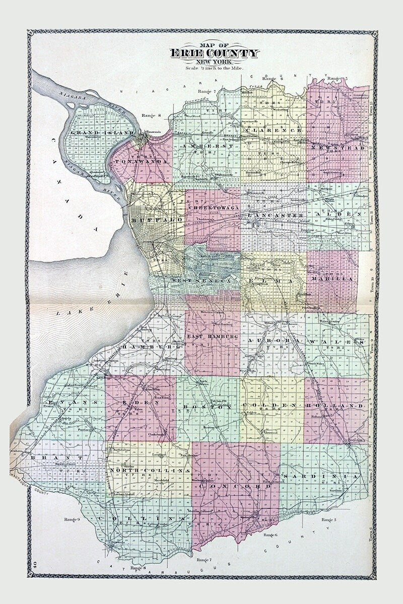 1880 Farm Line Map of Erie County New York