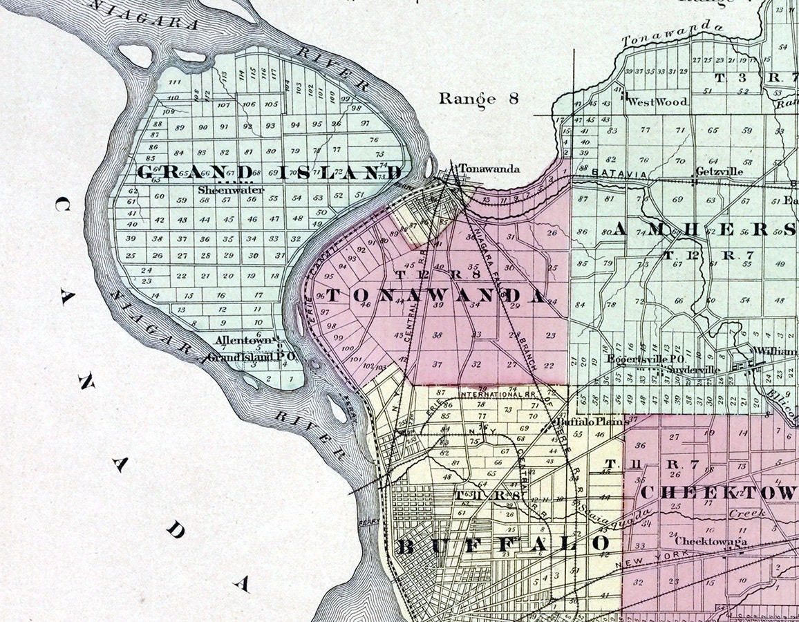 1880 Farm Line Map of Erie County New York