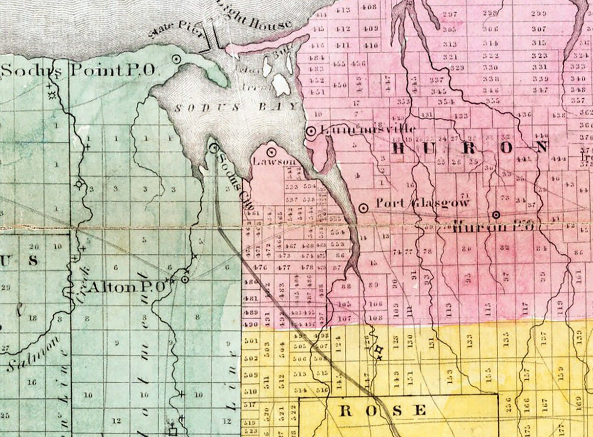 1829 Farm Line Map of Wayne County New York