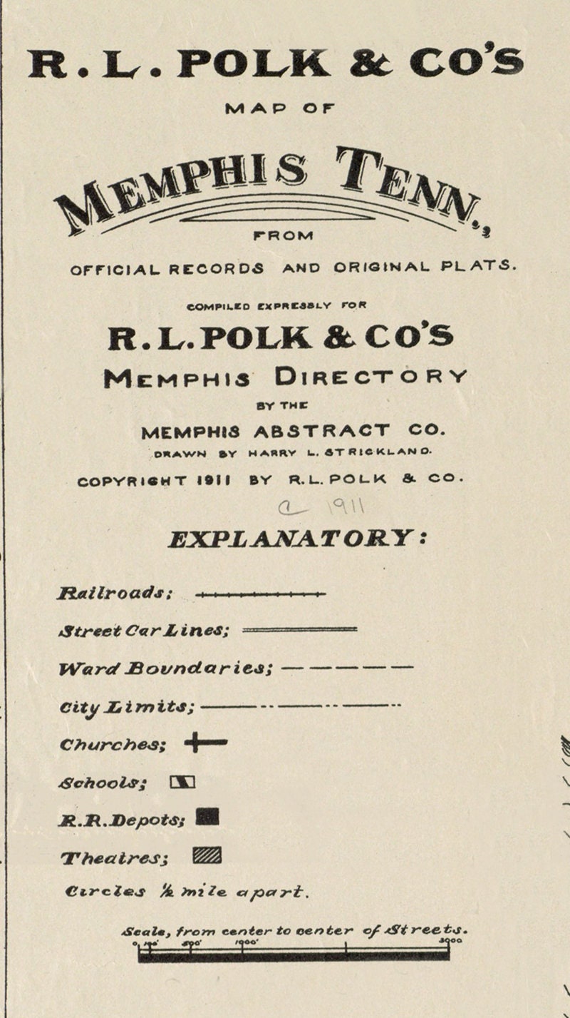 1911 Map of Memphis Tennessee