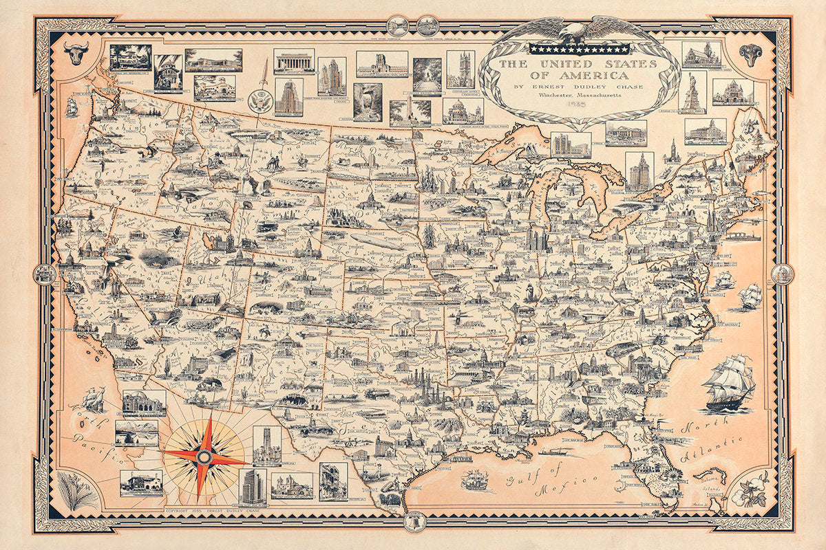 1935 Pictorial Map of The United States