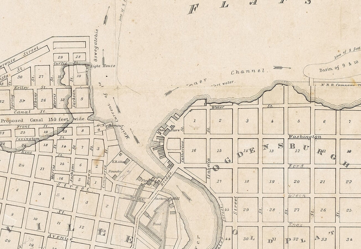 1849 Map of Ogdensburgh New York