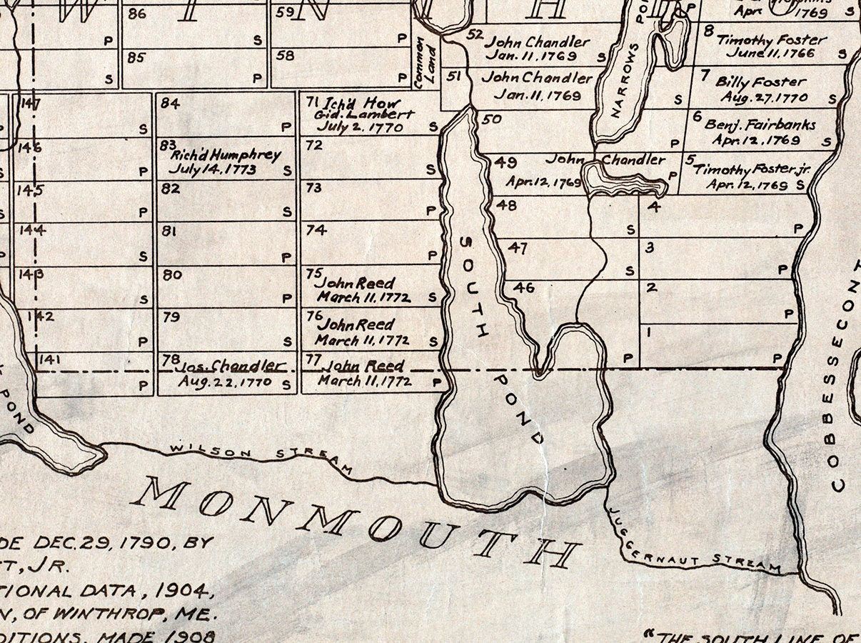 1908 Map of Pond Town Plantation Maine