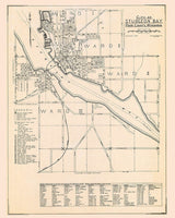 1943 Map of The City of Sturgeon Bay Door County Wisconsin