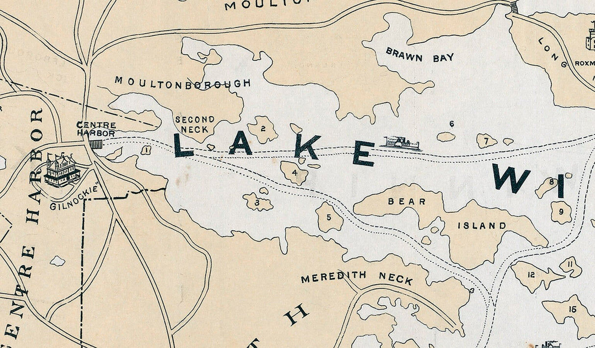 1896 Map of Lake Winnipesaukee New Hampshire