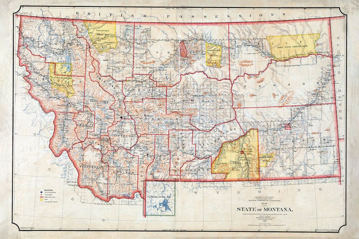 1897 Map of The State of Montana