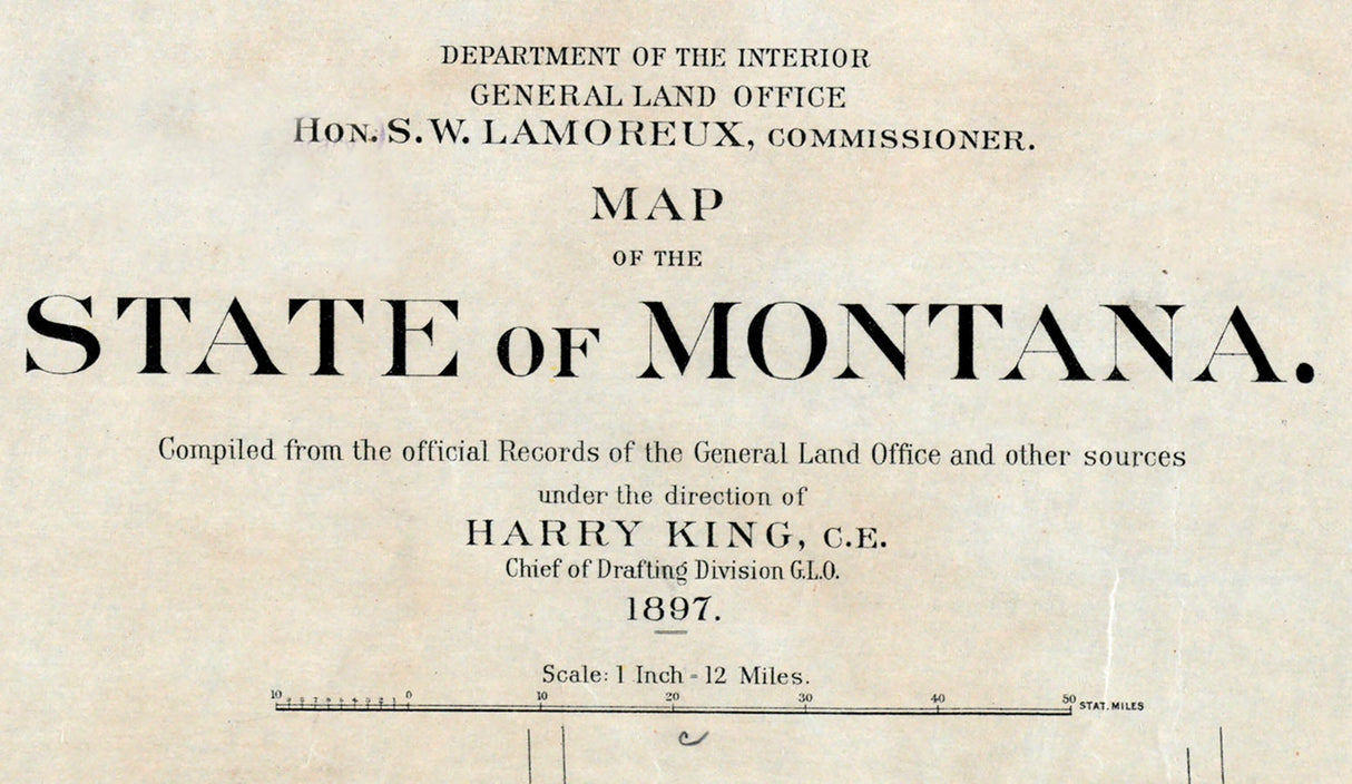 1897 Map of The State of Montana