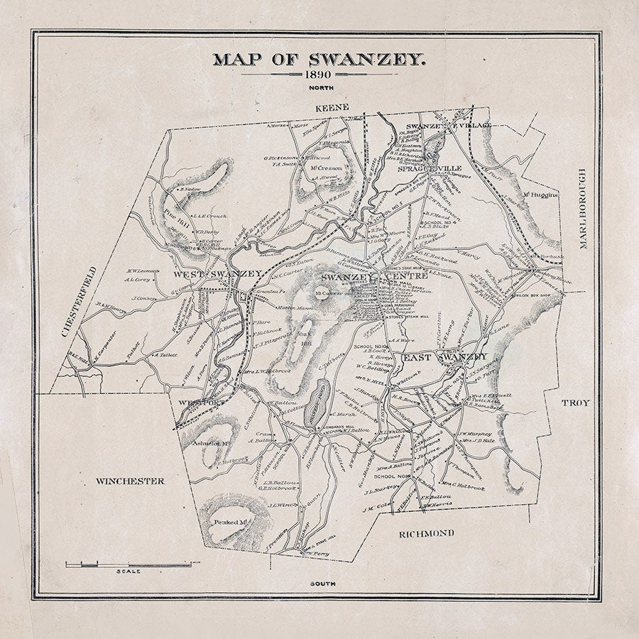 1890 Map of Swanzey New Hampshire