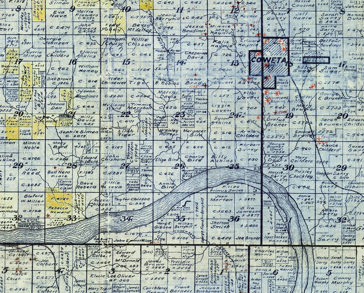 1913 Map of Coweta Broken Arrow Oil and Gas District Creek Nation Oklahoma