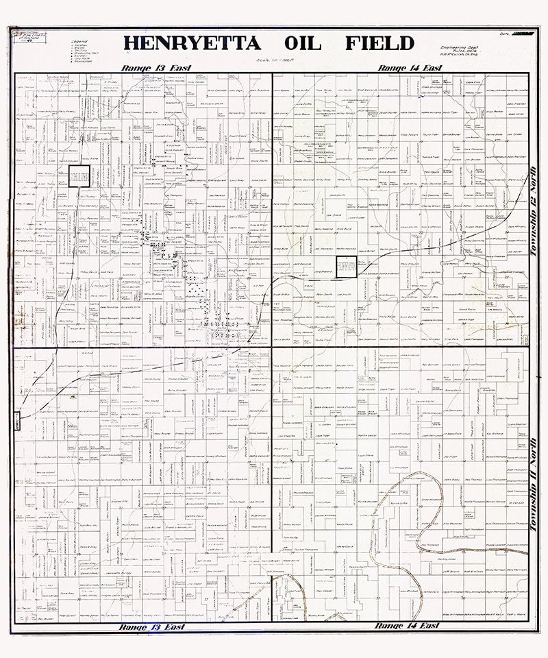 1913 Map of Henryetta Oil Field Okmulgee County Oklahoma