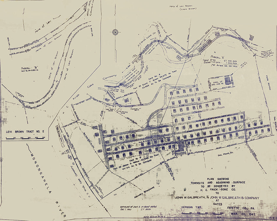 1947 Map of Gates Fayette County Pennsylvania