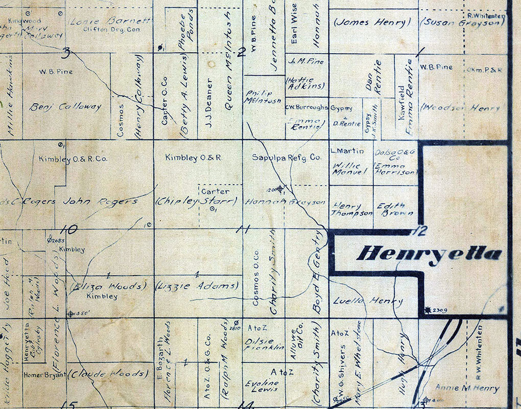 1913 Oil Well Map of Tiger Flats District Okmulgee County Oklahoma
